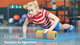  Presentation with club training - PPT layouts having young-woman-training-pushing-up background and a seafoam green colored foreground