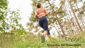  Presentation with trains - PPT theme consisting of young-woman-trains-endurance background and a yellow colored foreground