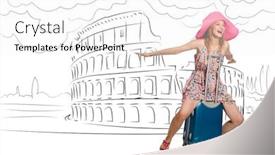  Presentation with rome - Presentation having young woman travelling to rome in italy background and a white colored foreground