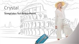  Presentation with rome - Cool new presentation theme with young woman travelling to rome backdrop and a white colored foreground
