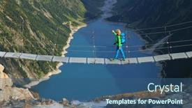 Presentation with alps - Theme with young-woman-traversing-a-swinging background and a ocean colored foreground