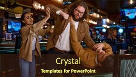  Presentation with friends - Slide deck with young-woman-trying-to-separate background and a tawny brown colored foreground