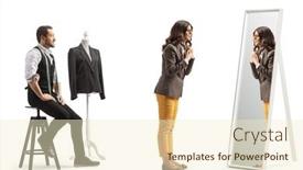  Presentation with garment - Slides enhanced with young-woman-trying background and a cream colored foreground