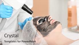  Presentation with carbon - Audience pleasing presentation consisting of young woman undergoing carbon peeling backdrop and a soft green colored foreground