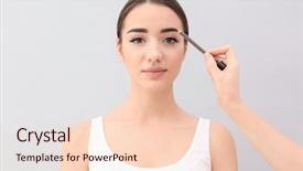  Presentation with correction - Colorful PPT theme enhanced with young woman undergoing eyebrow correction backdrop and a lemonade colored foreground