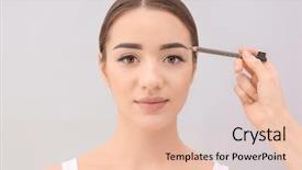  Presentation with correction - Presentation theme enhanced with young woman undergoing eyebrow correction background and a  colored foreground