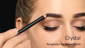  Presentation with correction - Colorful PPT layouts enhanced with young woman undergoing eyebrow correction backdrop and a coral colored foreground