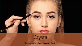  Presentation with correction - Beautiful PPT layouts featuring young woman undergoing eyebrow correction backdrop and a red colored foreground