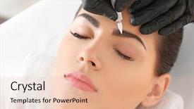  Presentation with beauty makeup - Cool new theme with young woman undergoing procedure backdrop and a lemonade colored foreground