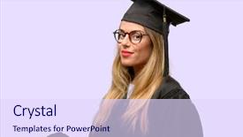  Presentation with university - Amazing presentation theme having graduation invitation - young woman university graduate student backdrop and a sky blue colored foreground