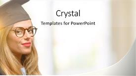  Presentation with university - Theme enhanced with joyful invitation - young woman university graduate student background and a white colored foreground