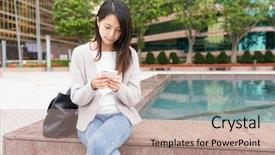  Presentation with lactation young woman breastfeeding - Slide set enhanced with young woman use of cellphone background and a  colored foreground