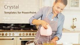  Presentation with kitchen - PPT theme featuring young-woman-uses-mixer background and a lemonade colored foreground