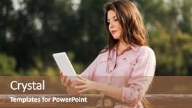  Presentation with computer vision abstract digital eye - Audience pleasing PPT layouts consisting of young woman using a digital backdrop and a coral colored foreground