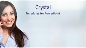  Presentation with young business woman smile show - Slides having young woman using a mobile background and a  colored foreground