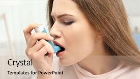  Presentation with asthma - Audience pleasing theme consisting of young woman using asthma inhaler backdrop and a lemonade colored foreground