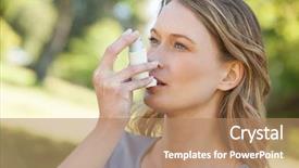  Presentation with asthma - Beautiful presentation design featuring young woman using asthma backdrop and a coral colored foreground