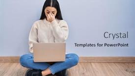  Presentation with nose - Presentation having young-woman-using-laptop-sitting background and a light blue colored foreground