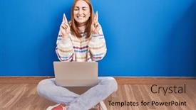  Presentation with hope - Theme with young-woman-using-laptop background and a coral colored foreground