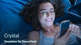  Presentation with smartphone - Slide set having young-woman-using-smartphone background and a ocean colored foreground