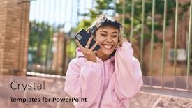  Presentation with winner - Presentation theme having young-woman-using-smartphone and a lemonade colored foreground