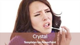  Presentation with spray - Presentation theme enhanced with young woman using throat spray background and a coral colored foreground