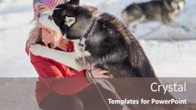  Presentation with winter video - Presentation design featuring young woman using video equipment outdoor in winter background and a gray colored foreground