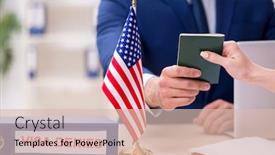  Presentation with embassy - Beautiful presentation featuring young-woman-visiting-american-embassy backdrop and a lemonade colored foreground