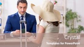  Presentation with embassy - PPT theme consisting of young-woman-visiting-embassy background and a coral colored foreground