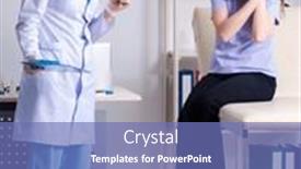  Presentation with female - Presentation design consisting of young-woman-visiting-female-doctor and a teal colored foreground