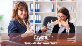  Presentation with crime - Colorful presentation design enhanced with young woman visiting female lawyer backdrop and a tawny brown colored foreground