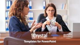  Presentation with crime - Slide deck with young woman visiting female lawyer background and a tawny brown colored foreground