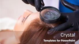  Presentation with beautician - Presentation theme consisting of young-woman-visiting-male-beautician background and a tawny brown colored foreground