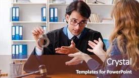  Presentation with crime - PPT theme enhanced with young woman visiting male lawyer background and a  colored foreground