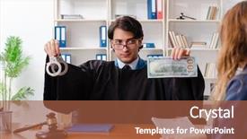  Presentation with crime - Beautiful presentation theme featuring young woman visiting male lawyer backdrop and a red colored foreground