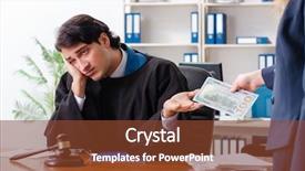  Presentation with lawyer - Slide set having young woman visiting male lawyer background and a tawny brown colored foreground