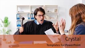  Presentation with crime - Amazing presentation theme having young woman visiting male lawyer backdrop and a red colored foreground