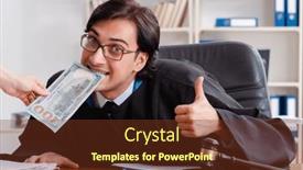  Presentation with lawyer - Presentation theme featuring young-woman-visiting-male-lawyer background and a  colored foreground