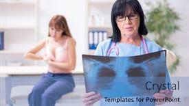  Presentation with breast cancer - Colorful theme enhanced with young-woman-visiting-old-doctor backdrop and a teal colored foreground