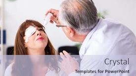  Presentation with ophthalmologist - Slides enhanced with young-woman-visiting-old-male background and a sky blue colored foreground