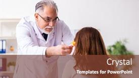  Presentation with ophthalmologist - Beautiful slides featuring young-woman-visiting-old-male backdrop and a tawny brown colored foreground