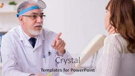  Presentation with otorhinolaryngologist - Presentation design consisting of young-woman-visiting-old-male background and a lemonade colored foreground