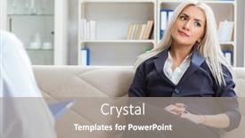  Presentation with psychiatrist - Slide deck enhanced with young woman visiting psychiatrist man doctor for consultatio background and a gray colored foreground