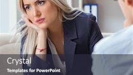  Presentation with psychiatrist - Audience pleasing PPT layouts consisting of young-woman-visiting-psychiatrist-man backdrop and a wine colored foreground