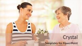  Presentation with solemnity of mother mary of god - Cool new slides with young woman visiting senior mother backdrop and a coral colored foreground