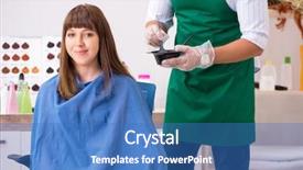  Presentation with barber - Cool new presentation with young woman visiting young handsome backdrop and a teal colored foreground