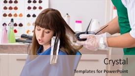  Presentation with barber - PPT theme enhanced with young woman visiting young handsome background and a  colored foreground