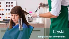  Presentation with barber - Colorful slides enhanced with young woman visiting young handsome backdrop and a  colored foreground