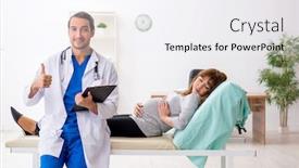  Presentation with gynecologist - Presentation featuring young-woman-visting-young-male background and a white colored foreground