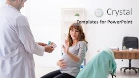  Presentation with gynecologist - Presentation theme consisting of young-woman-visting-young-male background and a white colored foreground